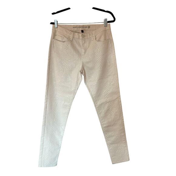 Marchesa Voyage Snakeskin-Textured White Pants - Picture 1 of 9